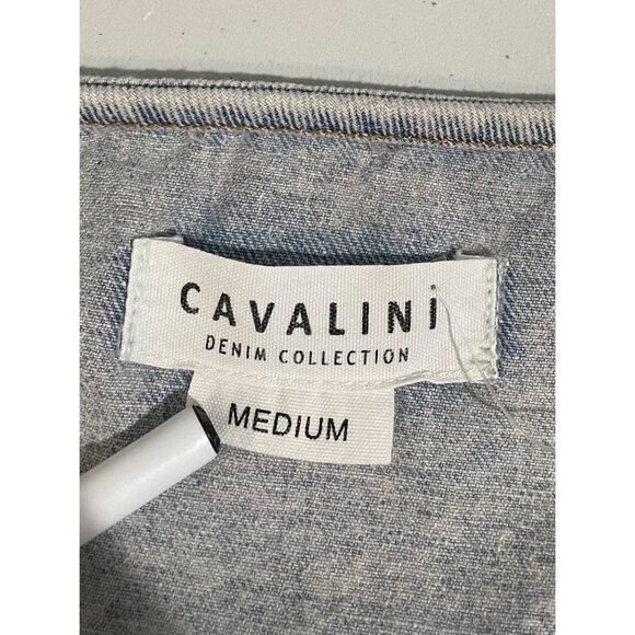 Cavalini Denim Collection Womens Medium Wash Sleeveless Vest With Button - Picture 7 of 8